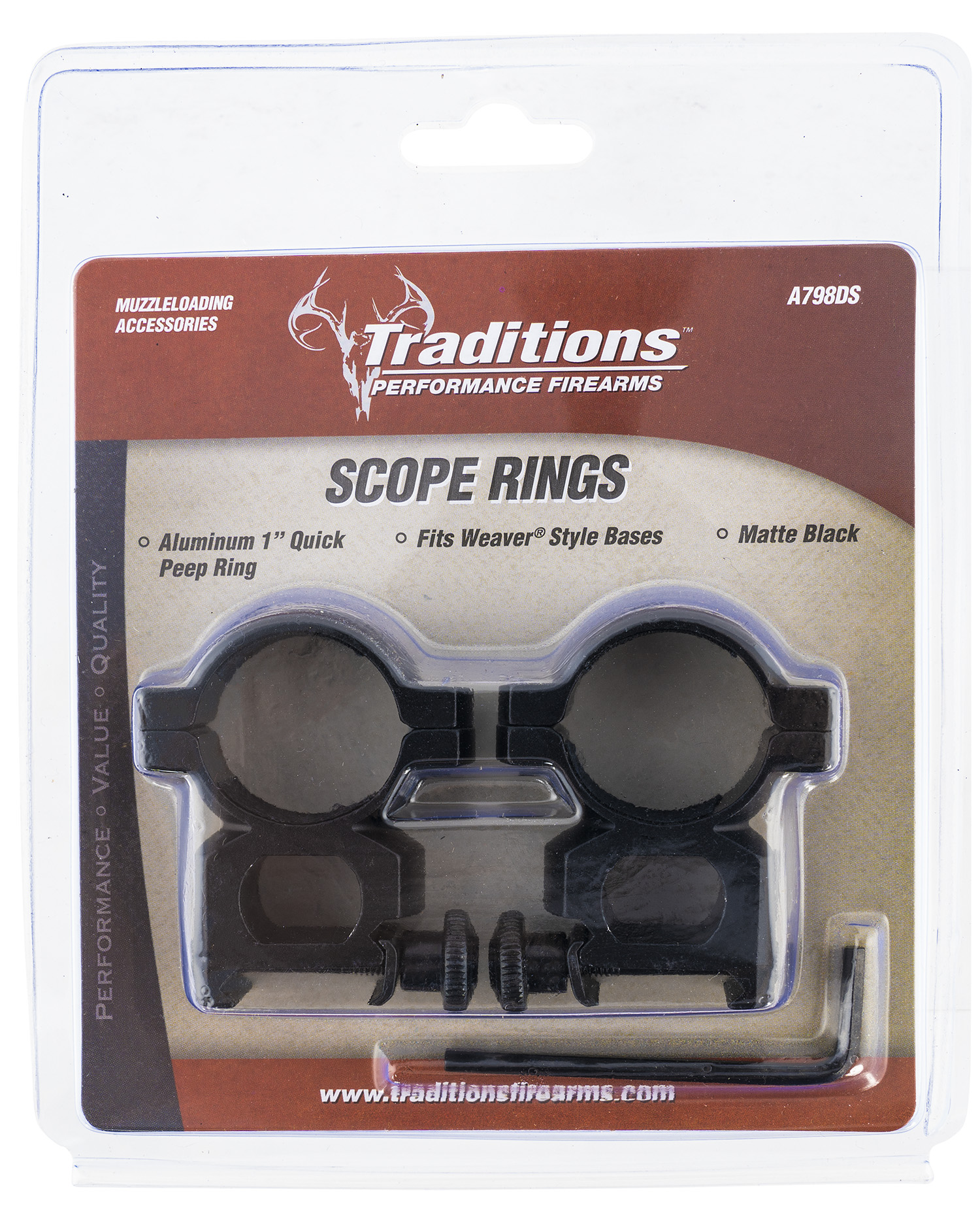 Traditions A798DS Scope Rings, 1 Inch Quick Peep, Matte | 040589002163
