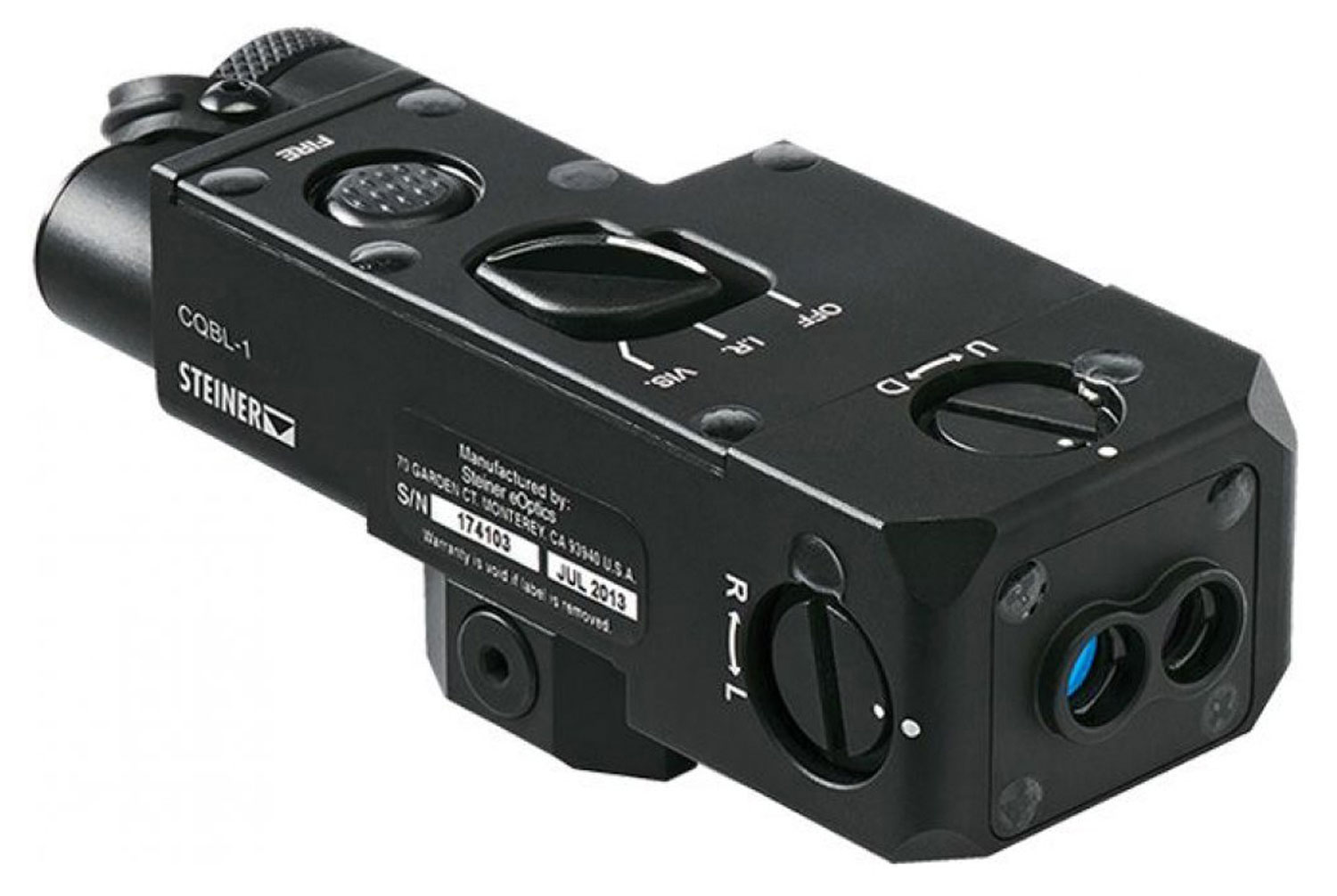 Steiner 9030 CQBL-1  5mW Red Laser with 635nM Wavelength & 0.7mW, 850nM Wavelength IR Pointer with Black Finish & Picatinny Mount