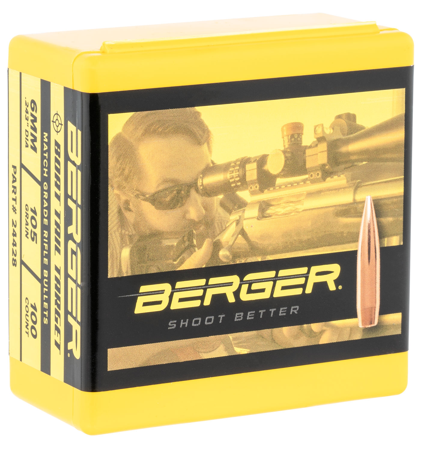 Berger Bullets 24428 Target Match Grade 6mm .243 105 gr Boat-Tail (BT) 100 Per Box