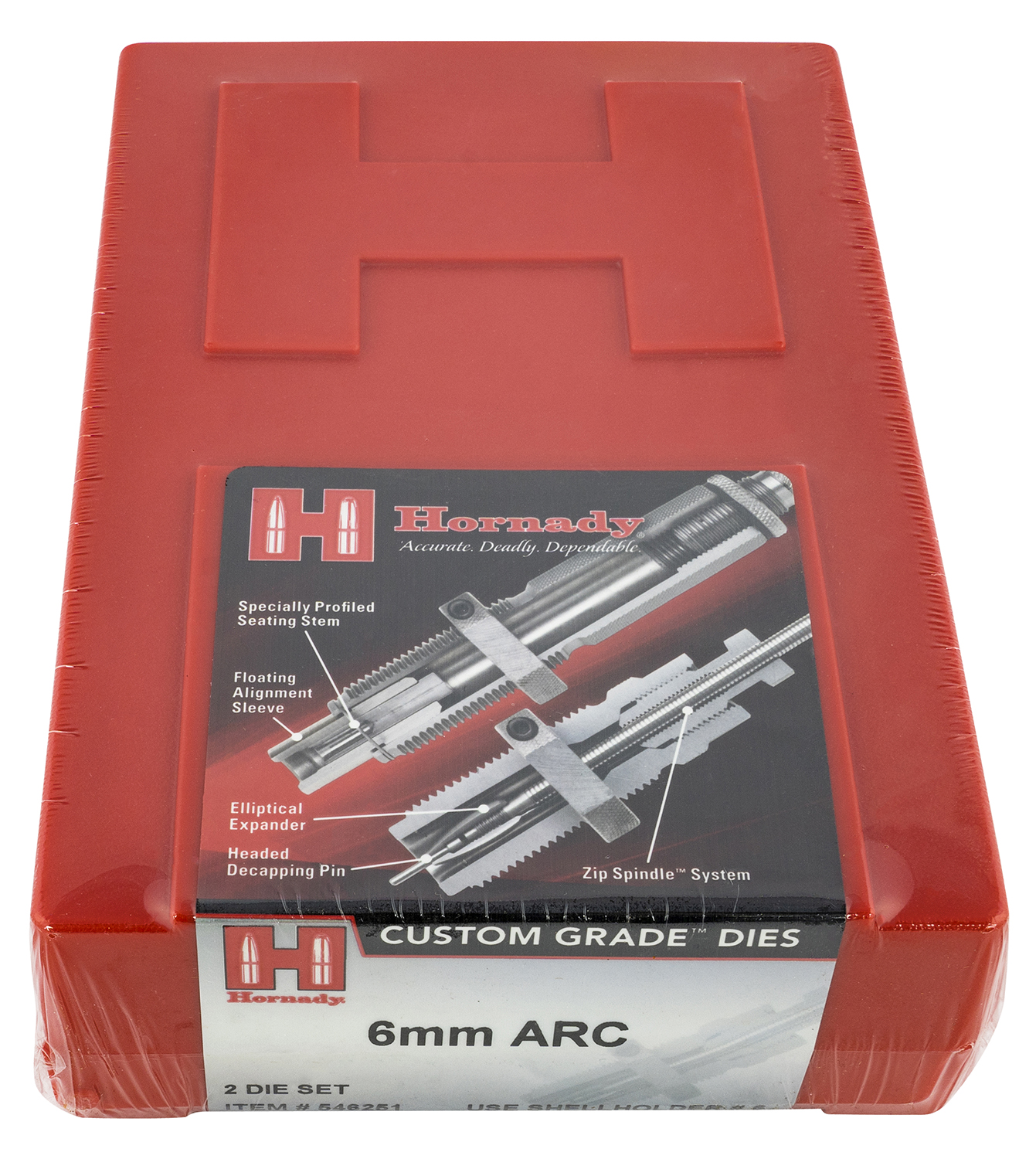 Hornady 546251 Custom Grade Series III 2-Die Set for 6mm ARC Includes Sizing/Seater