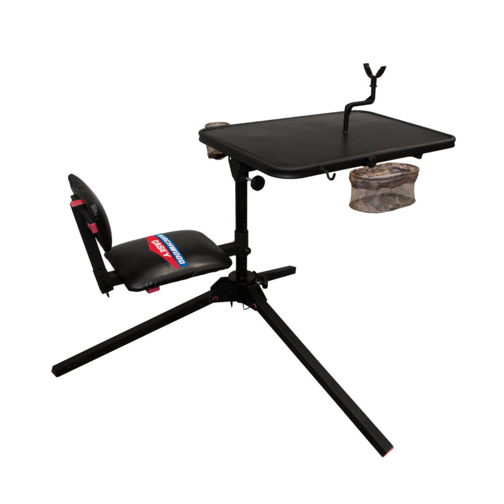 Birchwood Casey MSB500 Xtreme Shooting Bench made of Black Steel with Padded Top, Swivel Seat, Cup Holder, EZ Accessory Gear Basket & Gear Hook 23