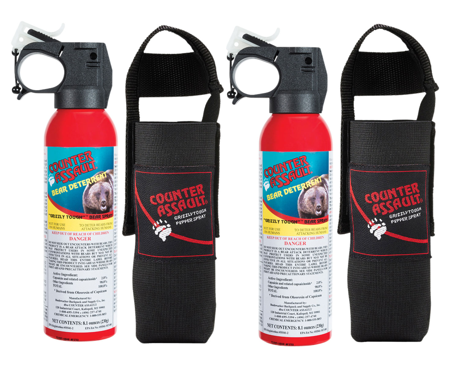 Counter Assault 15067015 Bear Spray  Capsaicin Range 32 ft7 Seconds 8.10 oz Includes 2 Holsters | 722031414358
