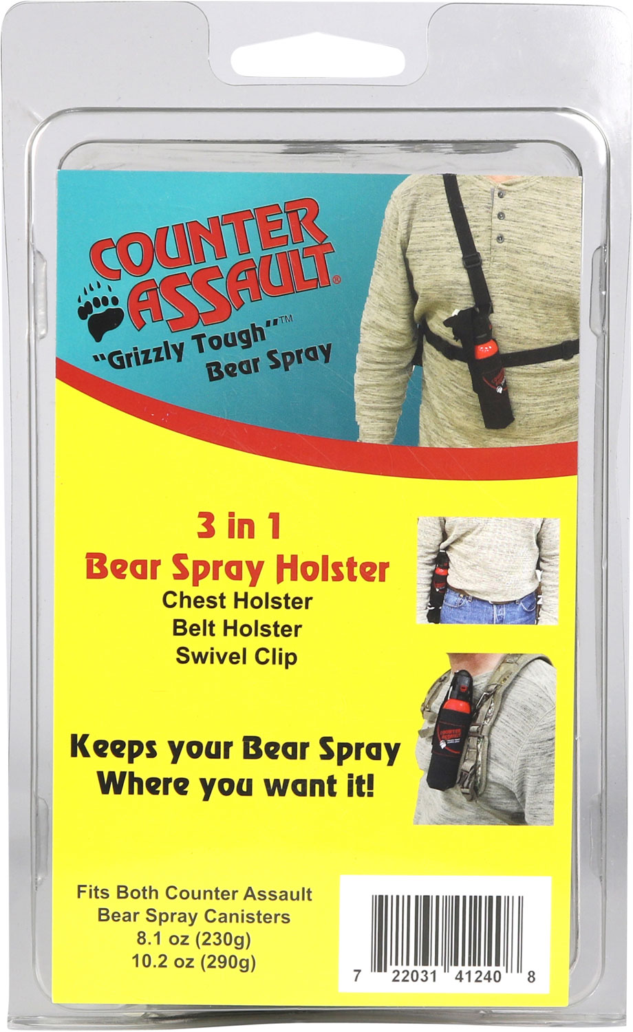 Counter Assault 15067044 Bear Spray  Belt/Chest Holster Black Nylon Swivel Clip | 722031412408