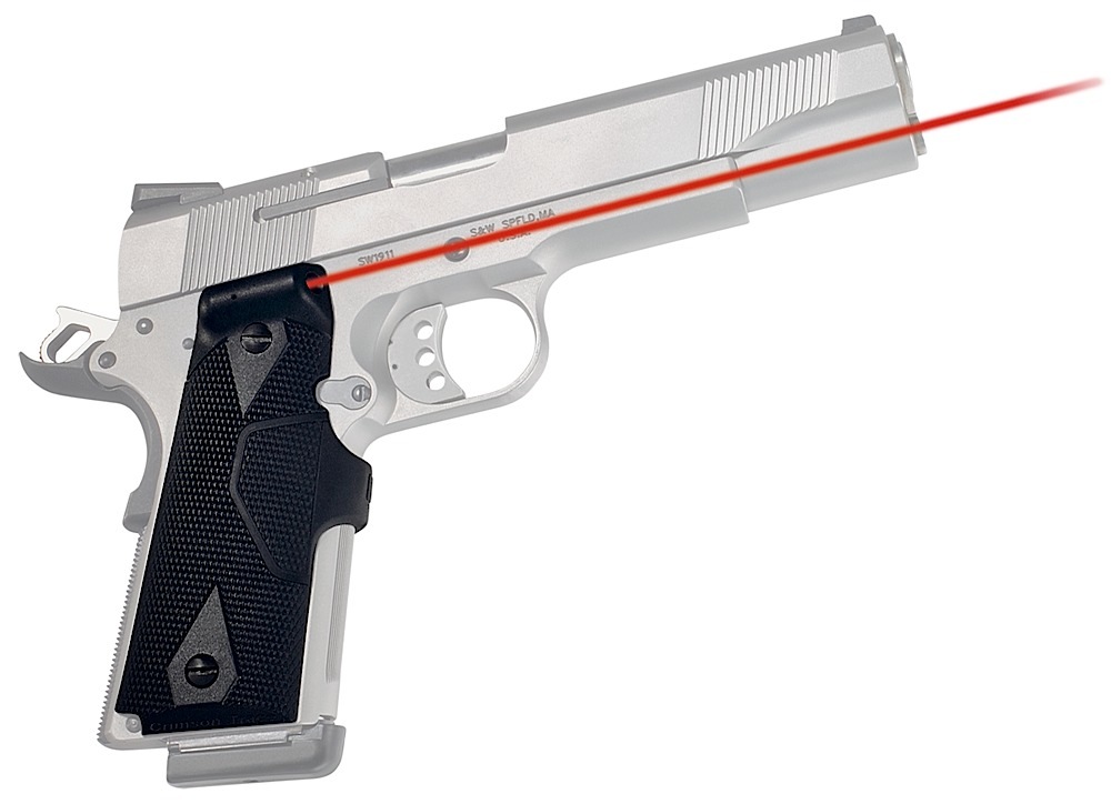 Crimson Trace LG401 Lasergrips  5mW Red Laser with 633nM Wavelength & 50 ft Range Black Finish for 1911 Commander, Government