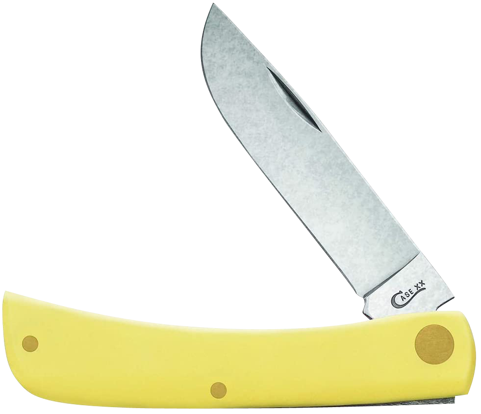 Case 00032 Sod Buster Jr.  2.80 Inch Folding Skinner Plain Tumble Polish Chrome Vanadium Steel Blade/Yellow Synthetic Handle | 021205000329