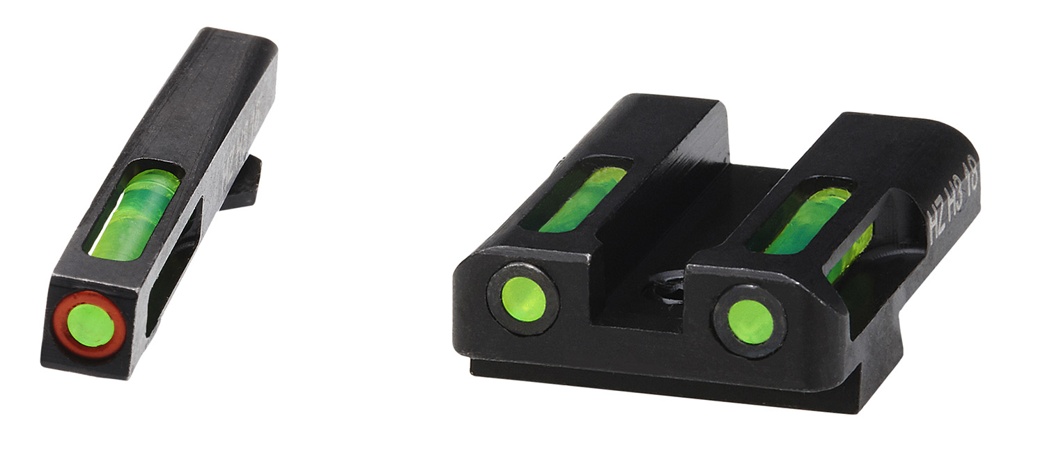 HiViz GLN525 LiteWave H3  Set 3-Dot Tritium with LitePipe Technology Green with Orange Outline Front, Green Rear Black Frame for Most Glock (Except 42,43)