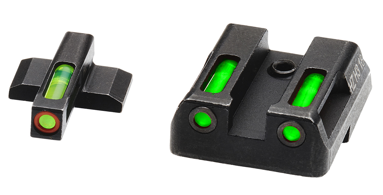 HiViz HKN521 LiteWave H3 Tritium/LitePipe HK VP9, VP40, HK45, P30  Black | Green Tritium with Orange Outline Front Sight Green Fiber Optic Rear Sight