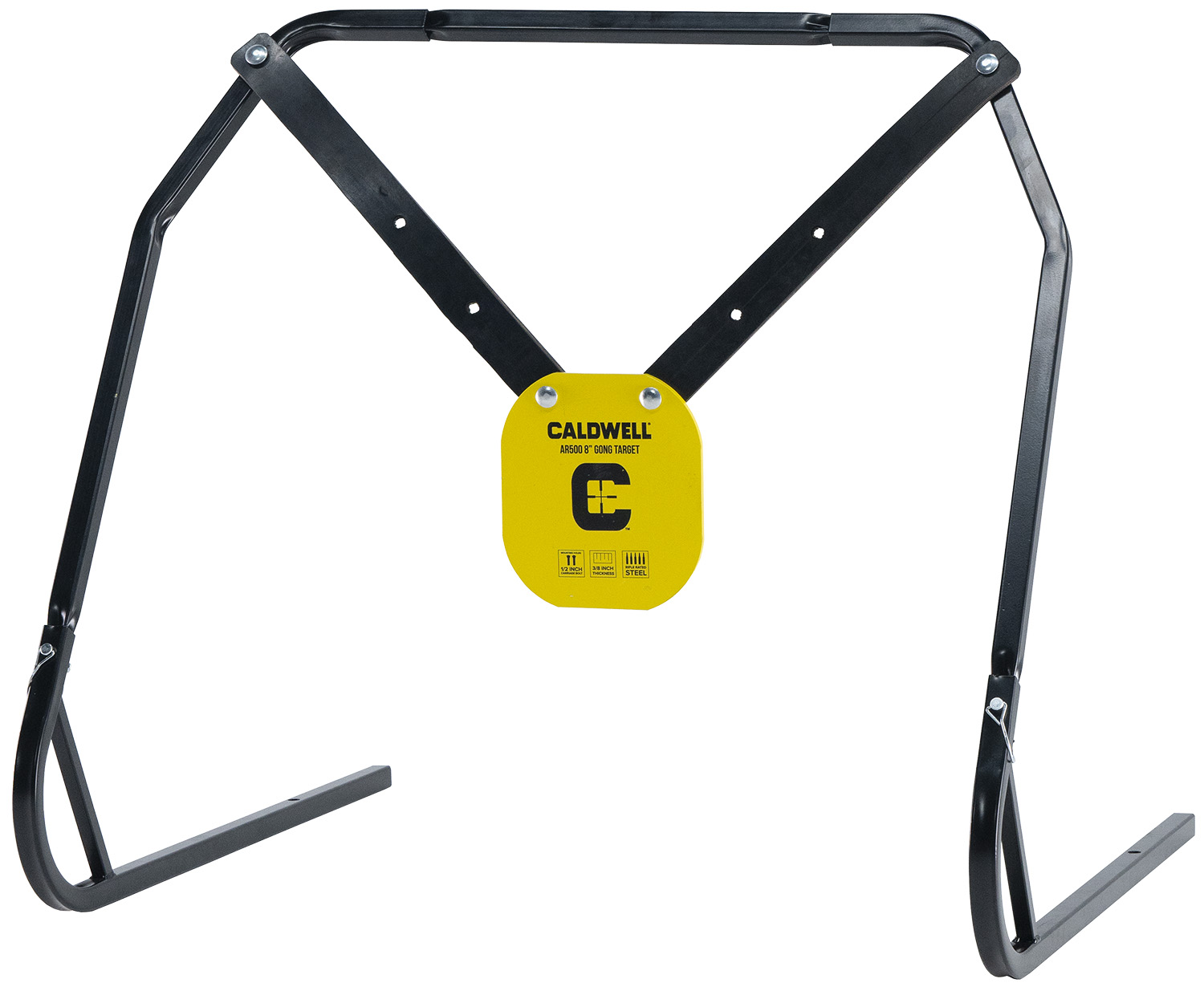 Caldwell 1140016 Gong  Target Stand  8 Inch Yellow AR500 Steel Gong Hanging Includes XL Strap Hangers | 661120259985