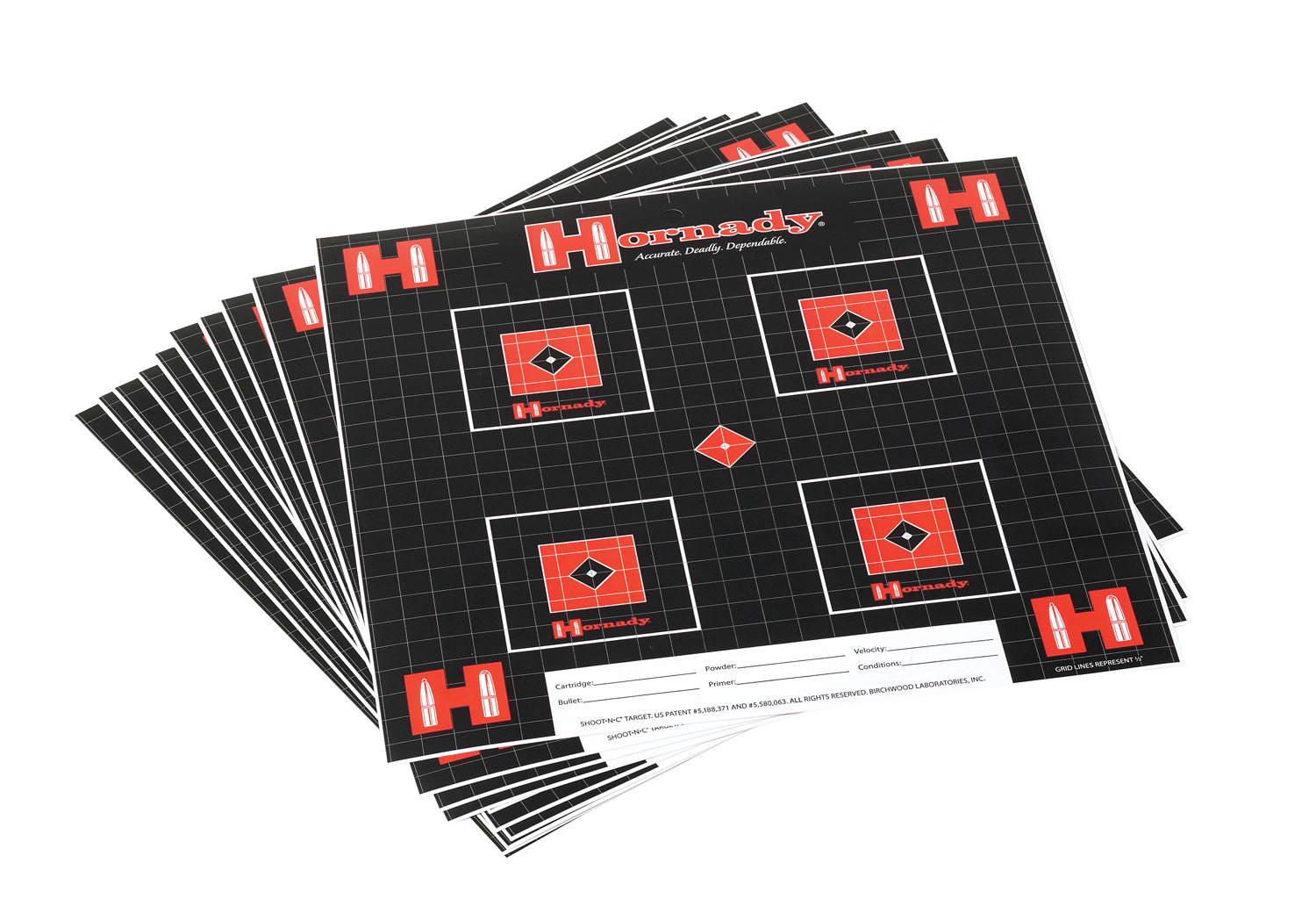 Hornady 9963 LockNLoad Target Grid Hanging Paper Black Red White 10 Pack | 090255299632