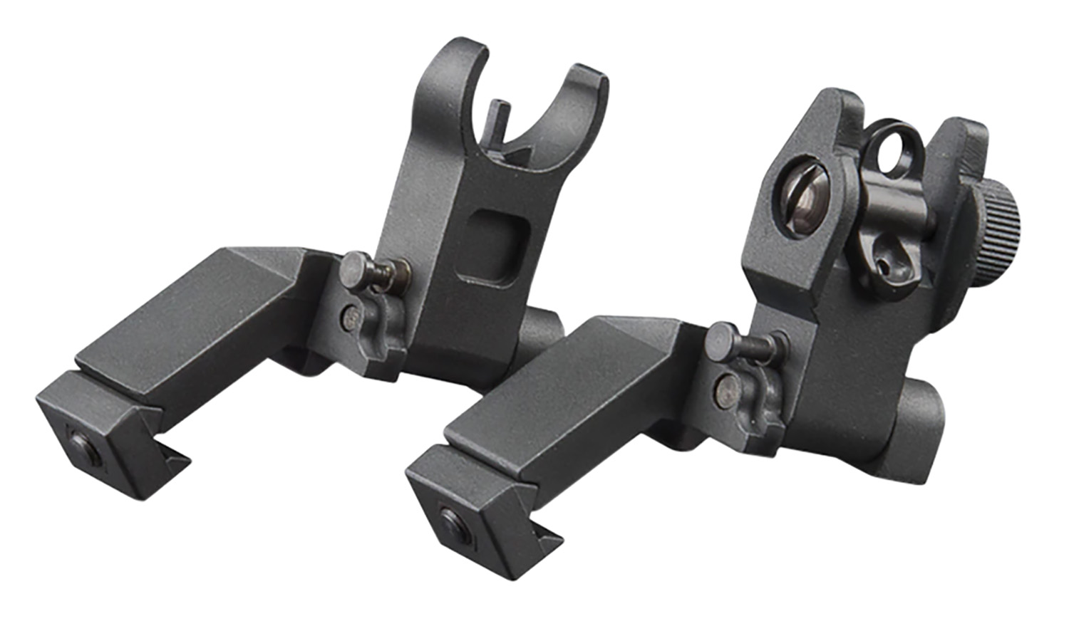 Aim Sports MT45FS Flip Up Sight Set  45 Degree Low Profile Black Anodized for AR-15