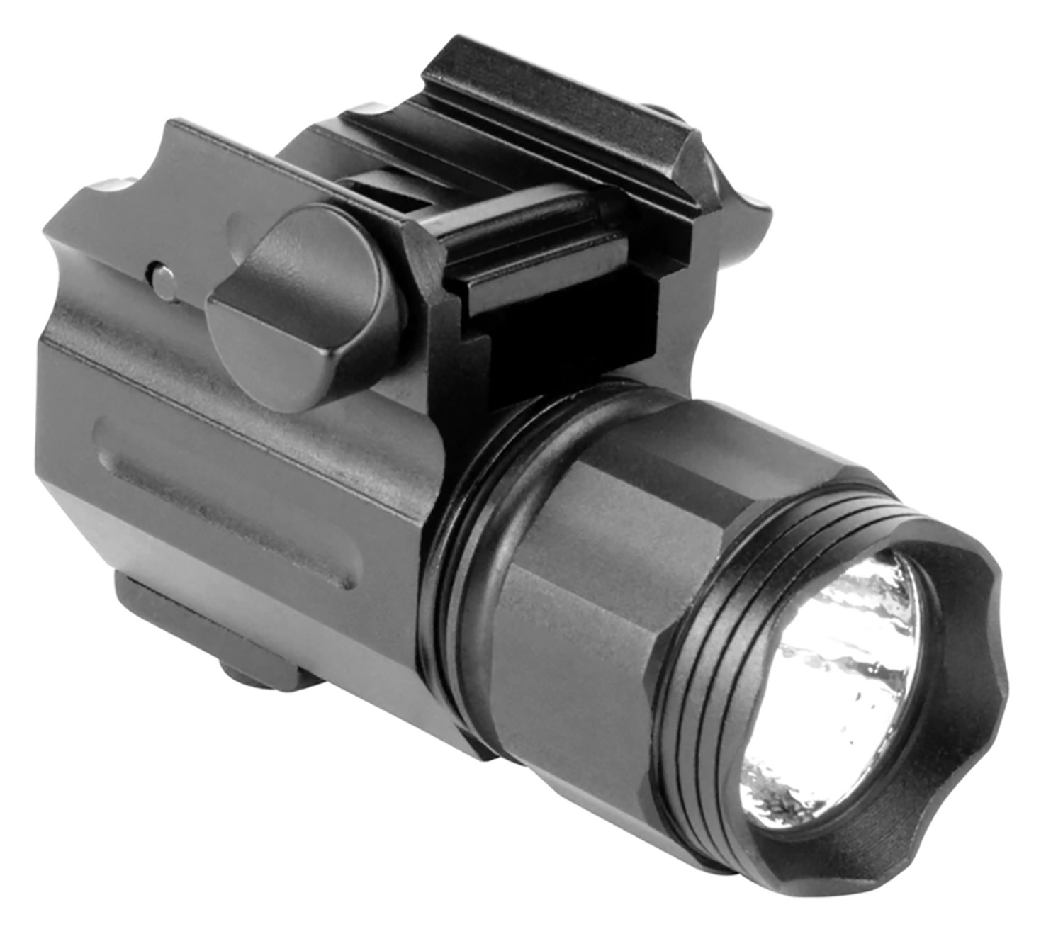 Aim Sports FQ330SC Sub-Compact Weapon Light For Sub-Compact Pistol w/Accessory Rail 330 Lumens Output White/Red/Green/Blue Cree LED Light Weaver Quick Release Mount Black Anodized Aluminum