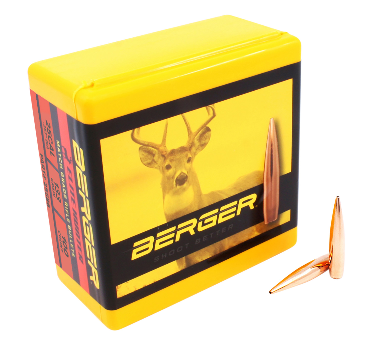 Berger Bullets 25586 Elite Hunter  25 Cal .257 133 gr Boat-Tail (BT) 100 Per Box