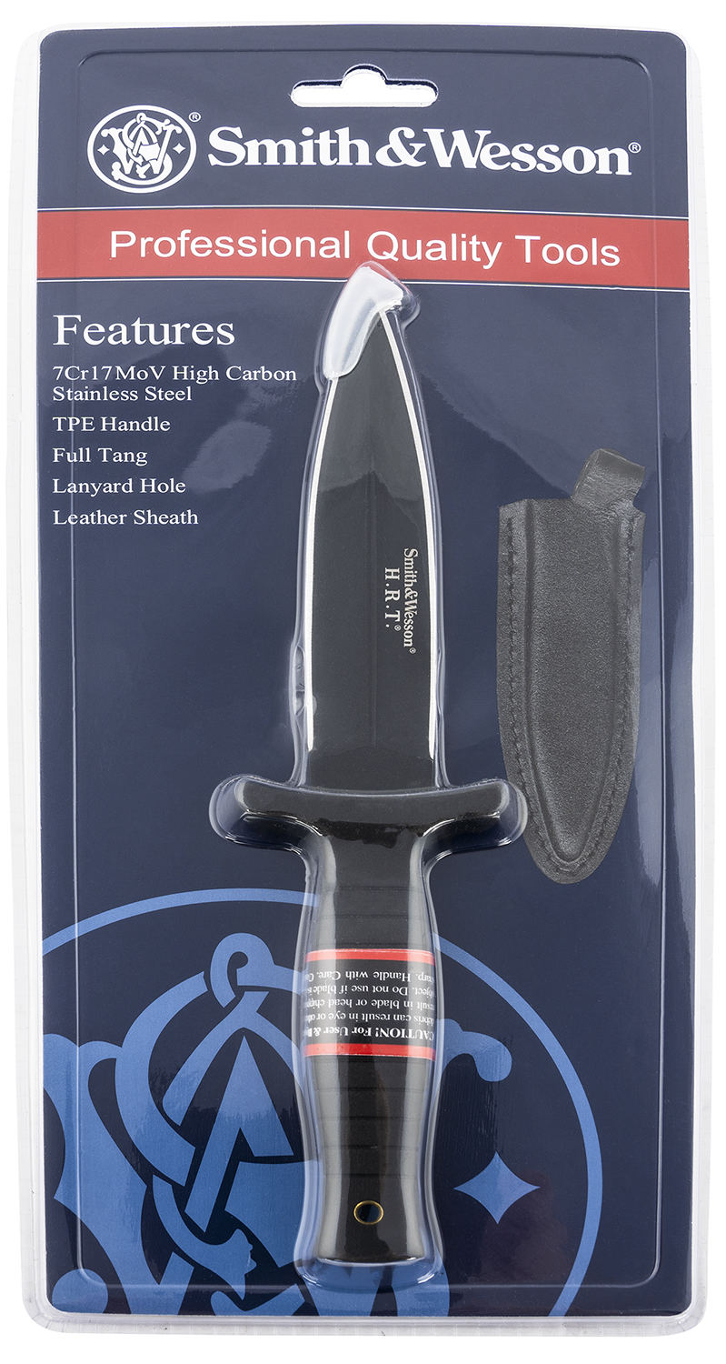Smith  Wesson Knives SWHRT9BCP H.R.T.  4.75 Inch Fixed Spear Point Plain 7Cr17MoV High Carbon SS Blade Thermoplastic Rubber Handle 9 Inch OAL | 028634703456