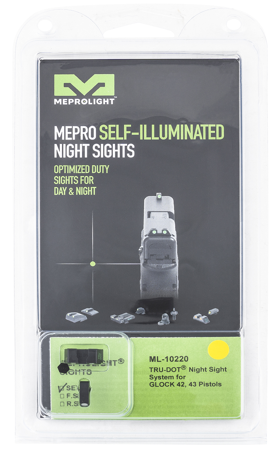 Meprolight USA 102203201 Tru-Dot  Black | Green Tritium Front Sight Yellow Tritium Rear Sight Set