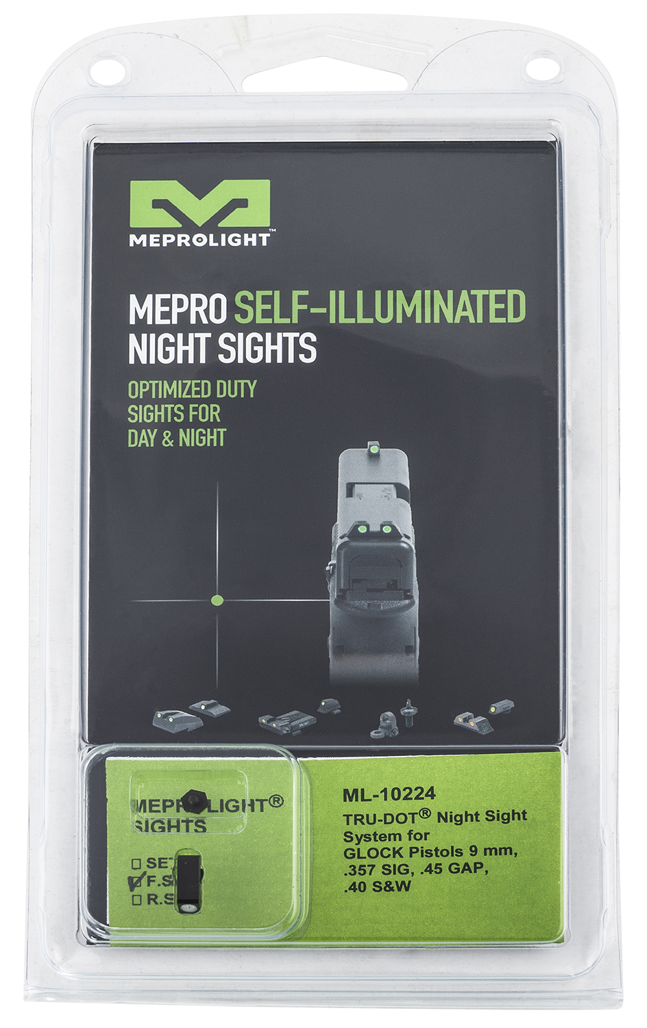 Meprolight USA 102243107 Tru-Dot  Black | Green Tritium with Black Outline Front Sight