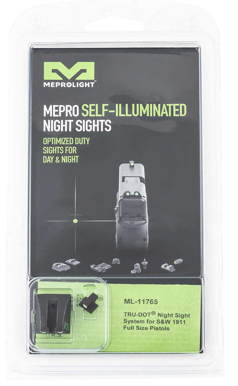 Meprolight USA 117653101 Tru-Dot  Black | Green Tritium Front Sight Green Tritium Rear Sight Set