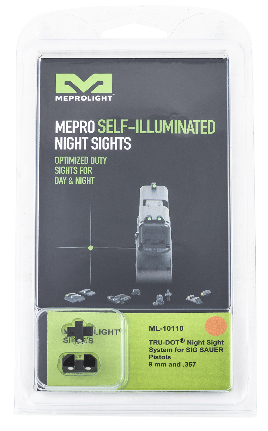 Meprolight USA 101103301 Tru-Dot  Black | Green Tritium Front Sight Orange Tritium Rear Sight Set