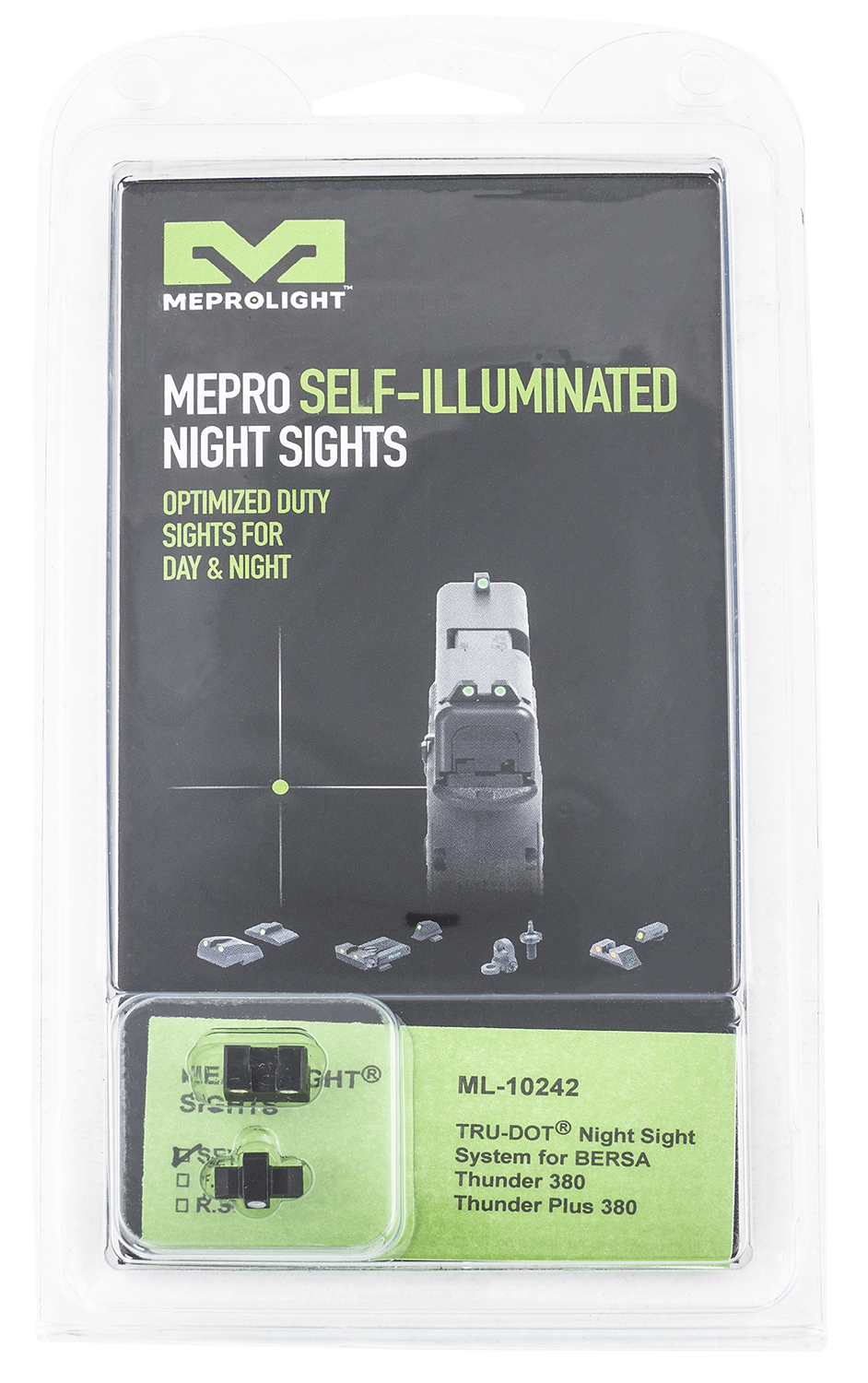 Meprolight USA 102423101 Tru-Dot  Black | Green Tritium Front Sight Green Tritium Rear Sight Set