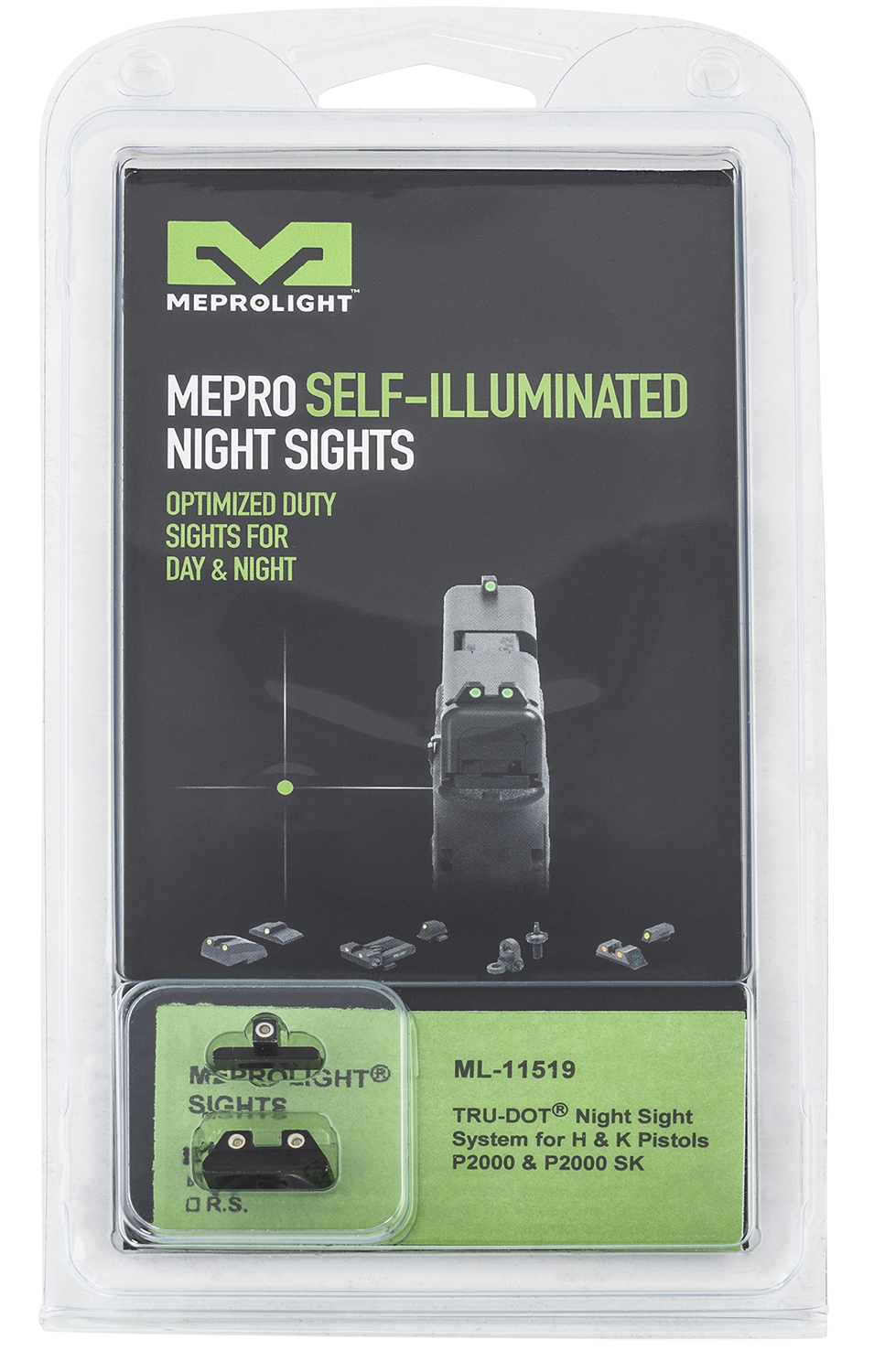 Meprolight USA 115193101 Tru-Dot  Black | Green Tritium Front Sight Green Tritium Rear Sight Set