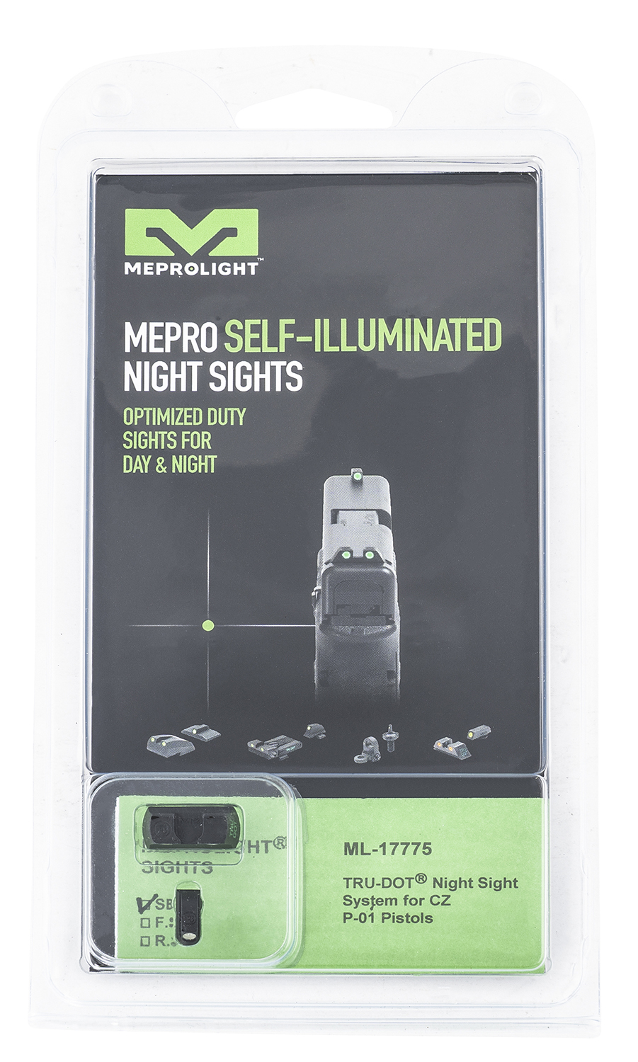 Meprolight USA 177753101 Tru-Dot  Black | Green Tritium Front Sight Green Tritium Rear Sight Set