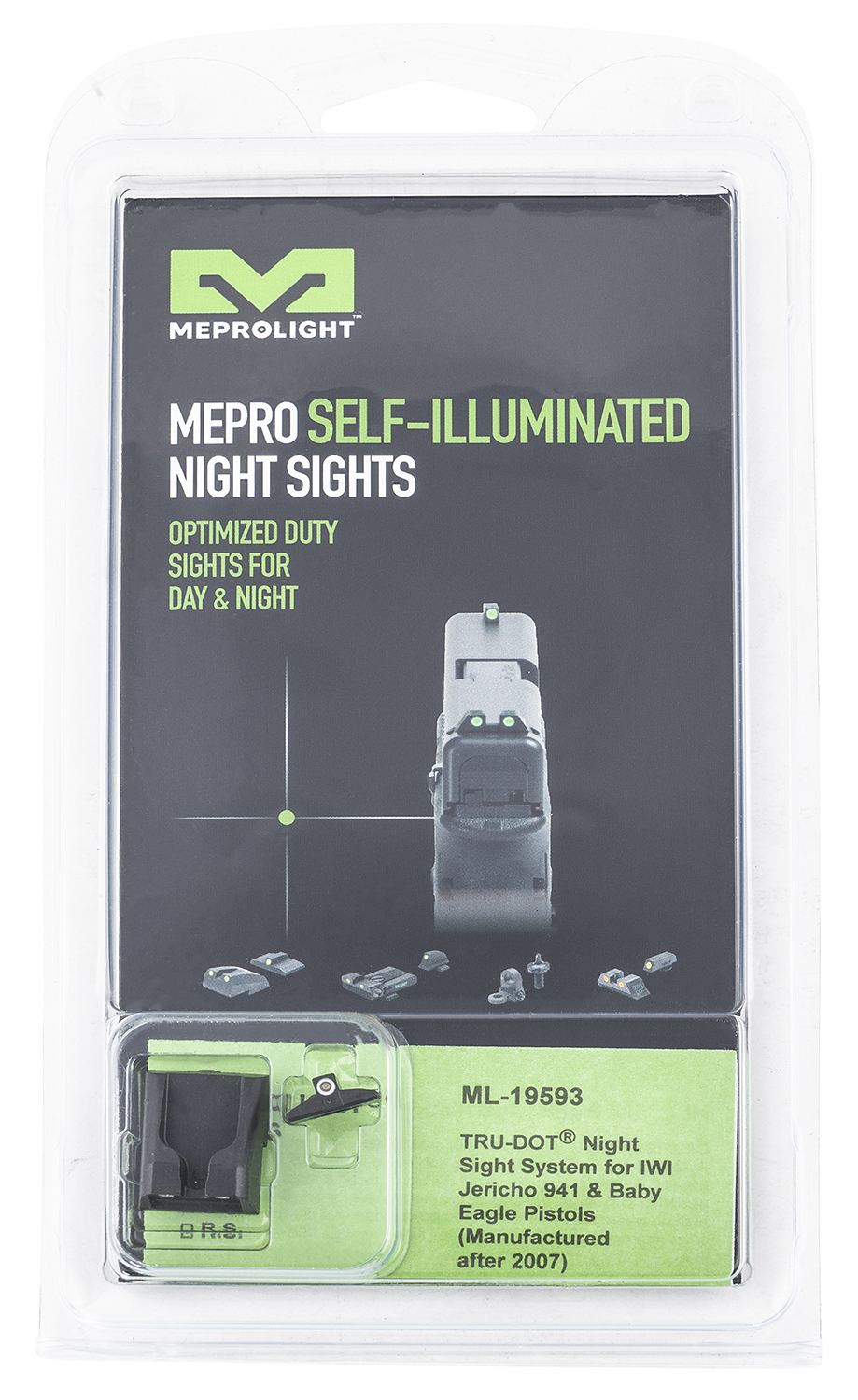 Meprolight USA 195933101   Black | Green Tritium Front Sight Green Tritium Rear Sight Set