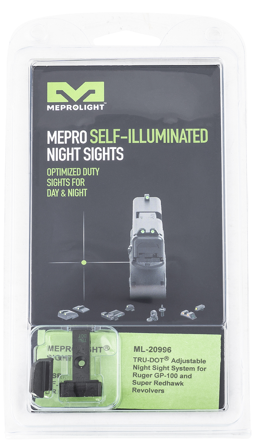 Meprolight USA 209963101 Tru-Dot  Black | Green Tritium Front Sight Green Tritium Adjustable Rear Sight