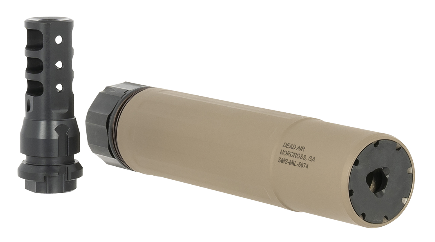 Dead Air SMS762FDE Sandman S 30 Cal (7.62mm), Rated Up To 300 RUM, 6.80