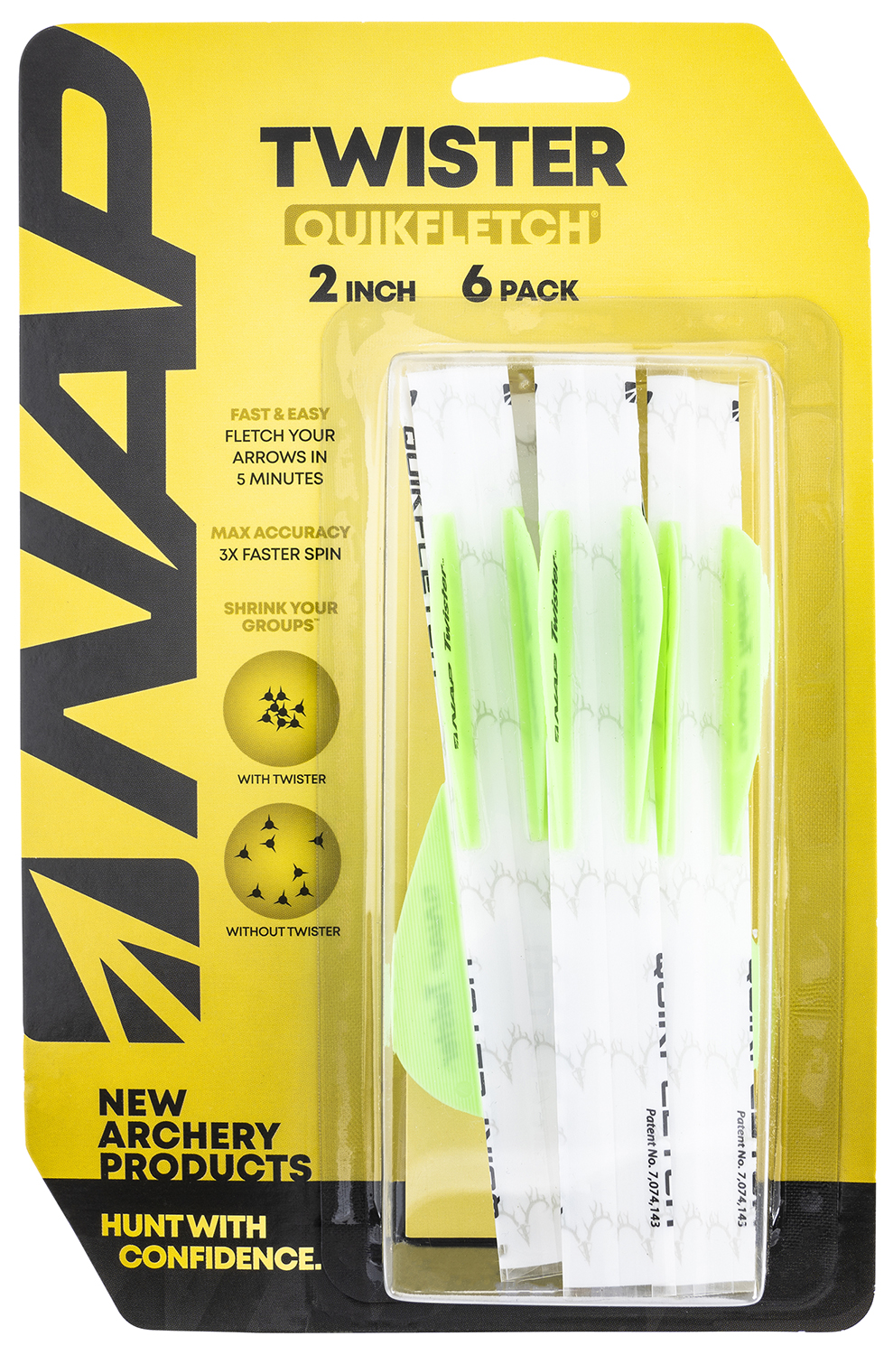 NAP NAP60638 Quickfletch Twister Fletching White Green/ 6 Pack | 033576606383