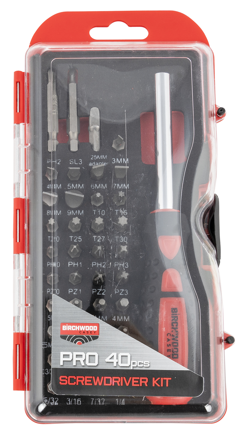 Birchwood Casey PROSDS Pro Screwdriver Set  40 Pieces Includes Slotted/Philips/Torx/Hex Heads