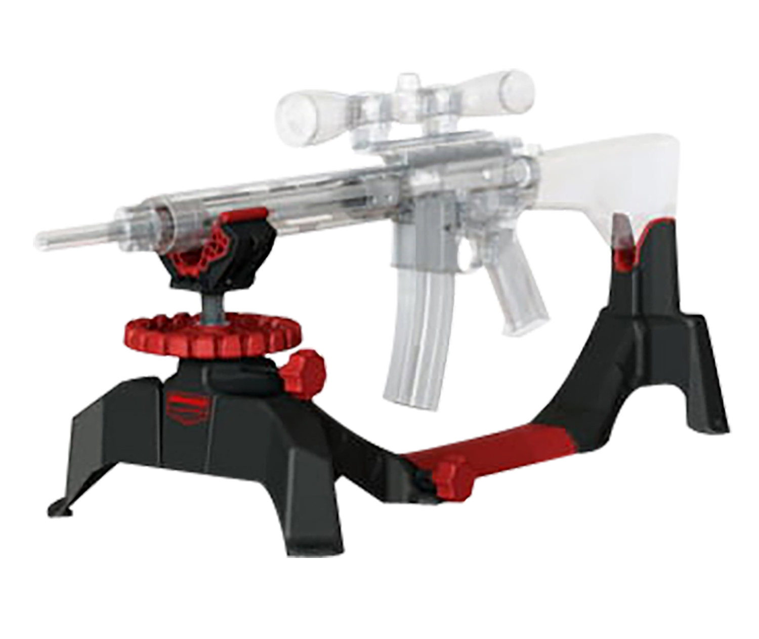 Birchwood Casey CSR Foxtrot Shooting Rest made of Black Non-Marring Material with Red Accents, Adjustable Elevation & Removeable Center Section for Pistols & Rifles