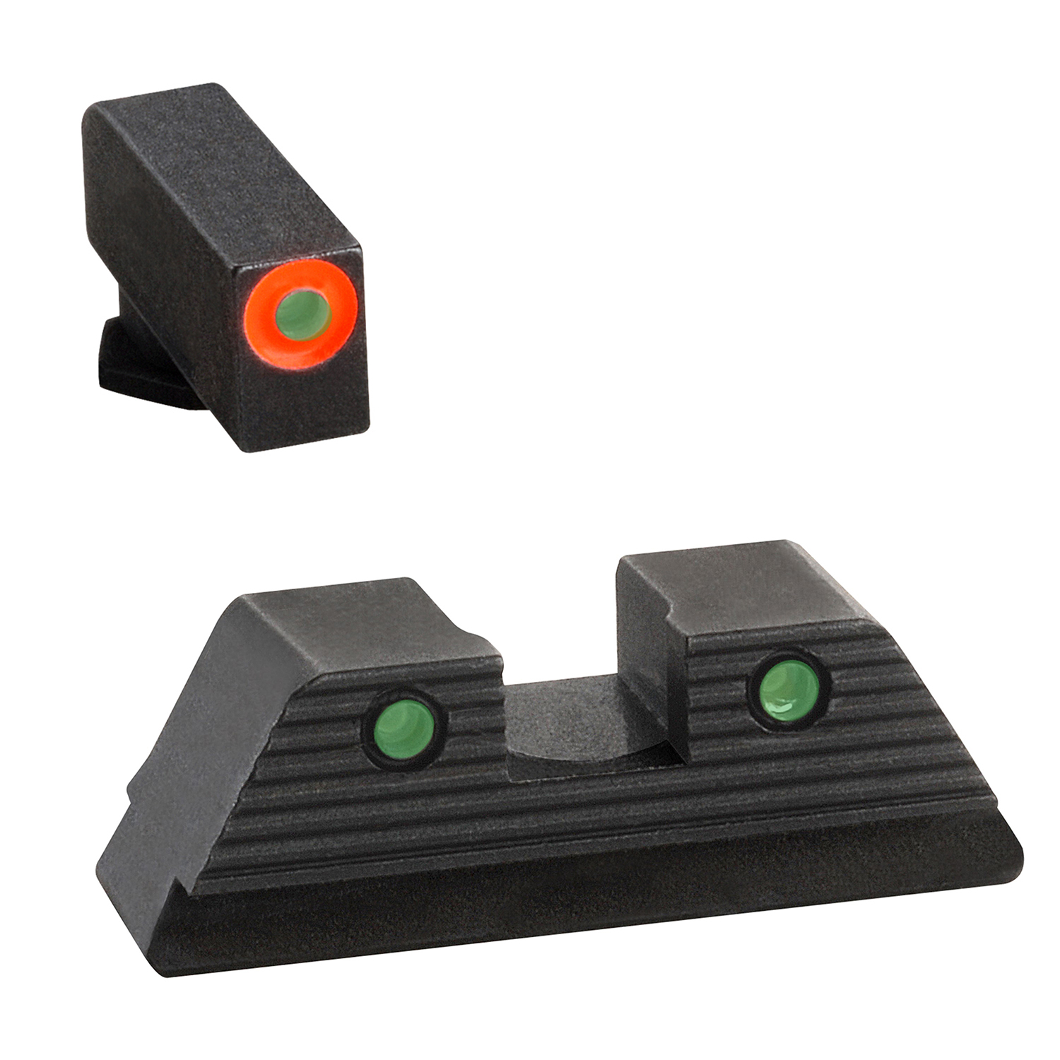 AmeriGlo GL817 Trooper Set  3-Dot Tritium Green/Orange/Black Outline & Black Frame Compatible w/Glock Gen1-4 w/wo MOS Slide