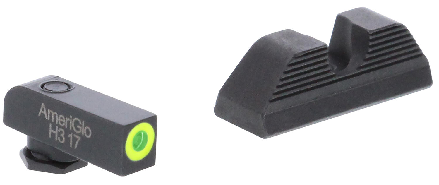AmeriGlo GL352 UC Set  3-Dot Tritium Green w/LumiGreen Outline Black Frame Compatible w/Glock 42/43/43X/48 Gen1-5
