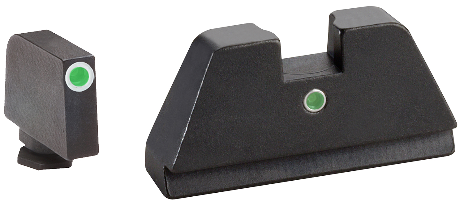 AmeriGlo GL191 Tall Suppressor Height Sight XL i-Dot Tritium Green with White Outline Front, Green Rear Black Frame for Most Glock Gen1-5 (Except 42,43)