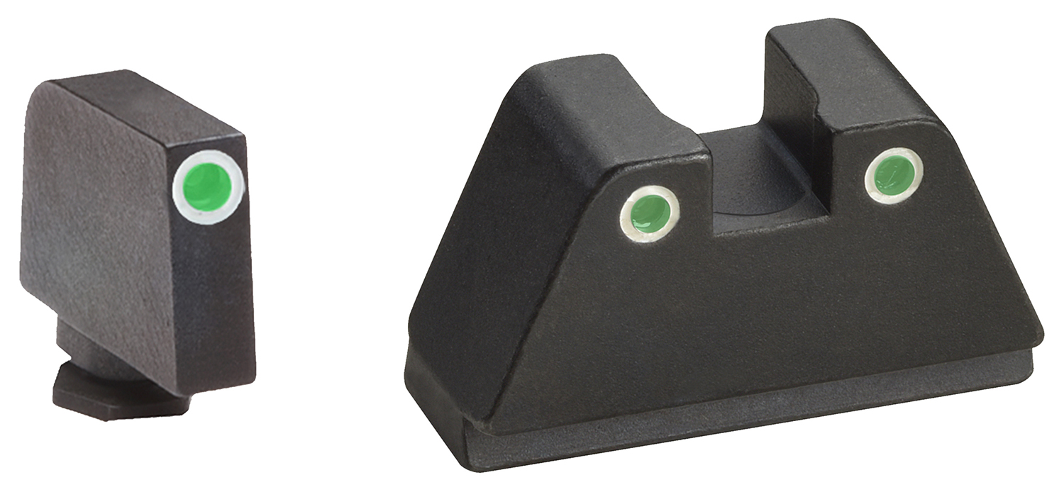 AmeriGlo GL330 Tall Suppressor Height Sight 2XL Classic Tritium Green with White Outline Front & Rear Black Frame for Most Glock Gen1-5 (Except 4,43)