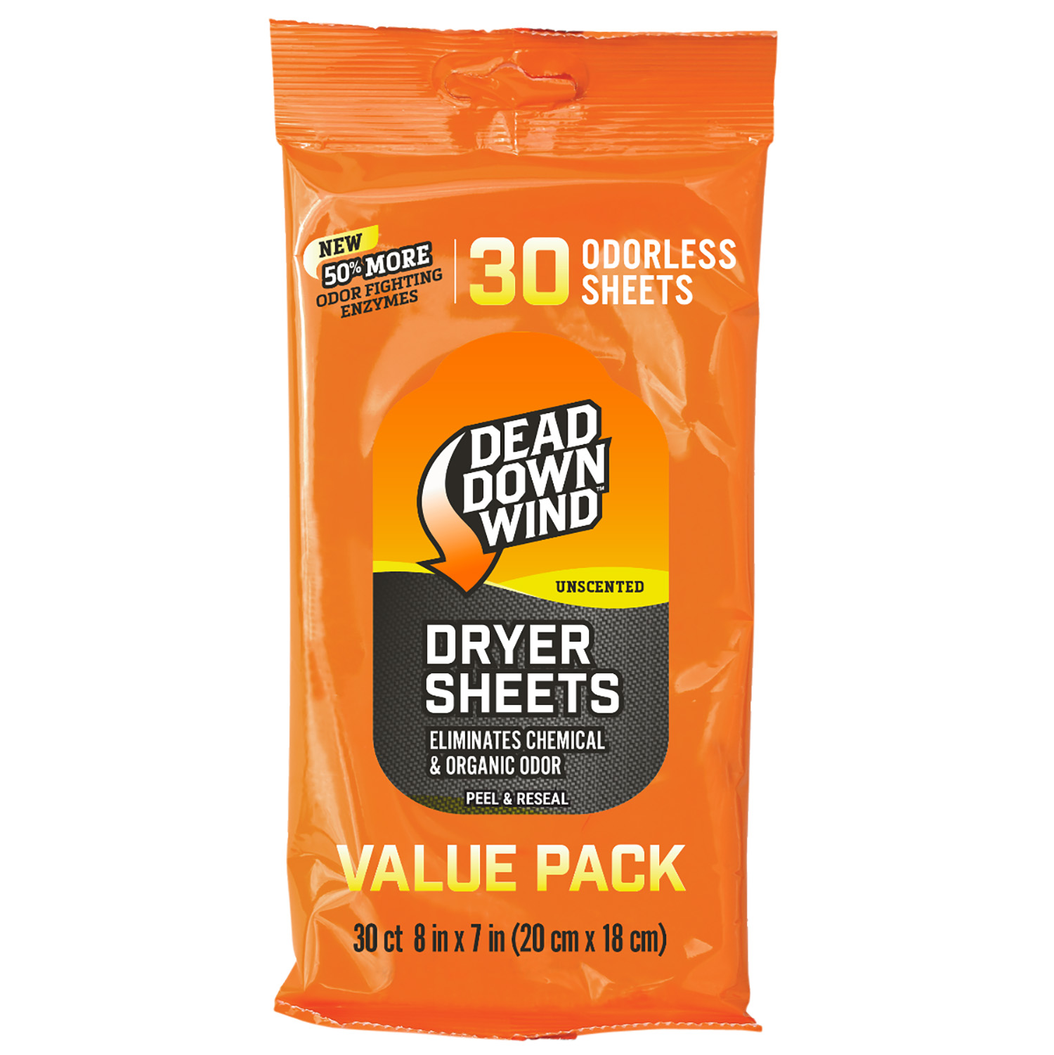 Dead Down Wind 113019 Dryer Sheets  Odor Eliminator Odorless Scent Dryer Sheet 30 Per Pkg