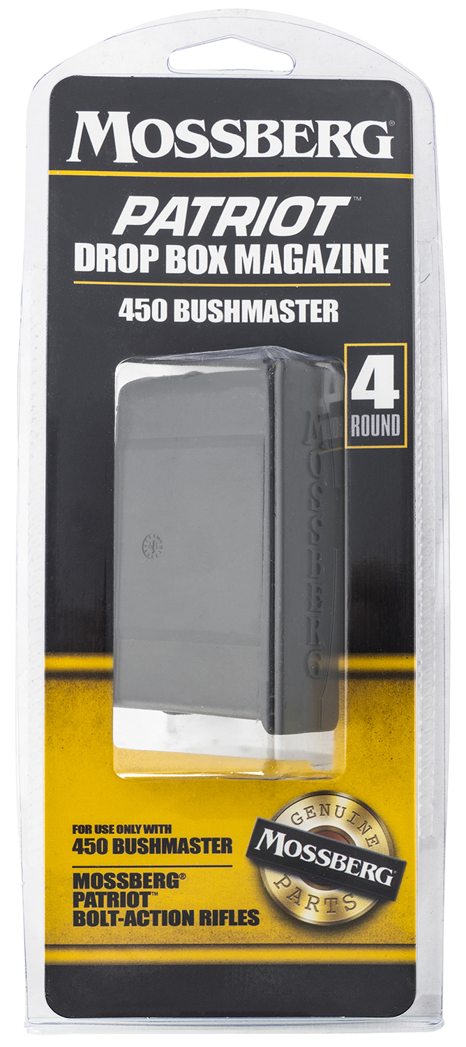 Mossberg 95037 Drop Box Magazine Patriot 4rd 450 Bushmaster Bolt Action Black  | .450 BUSHMASTER | 015813950374