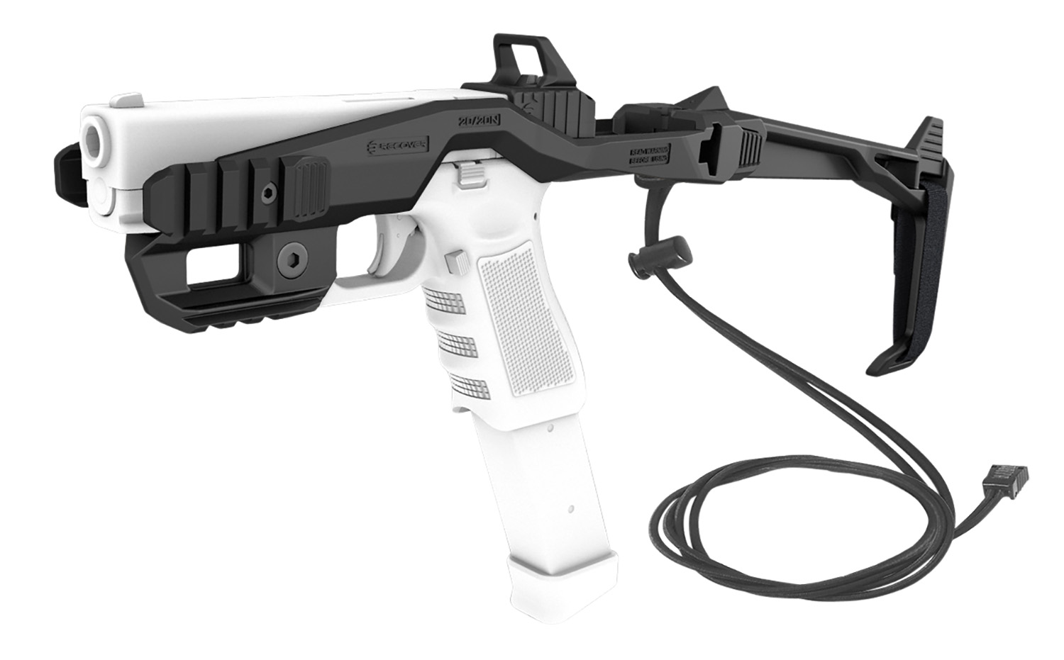 Recover Tactical 2020NS-01 Tactical 20/20 Stabilizer Kit  Synthetic Black Brace with Strap, Charging Handles, Minimalist Sling & Picatinny Side Rails for All Gen Glock