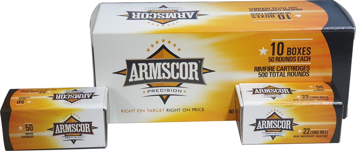 Armscor 50445 Precision Value Pack 22 LR 40 gr High Velocity Solid Point 500 Bx/10 Cs