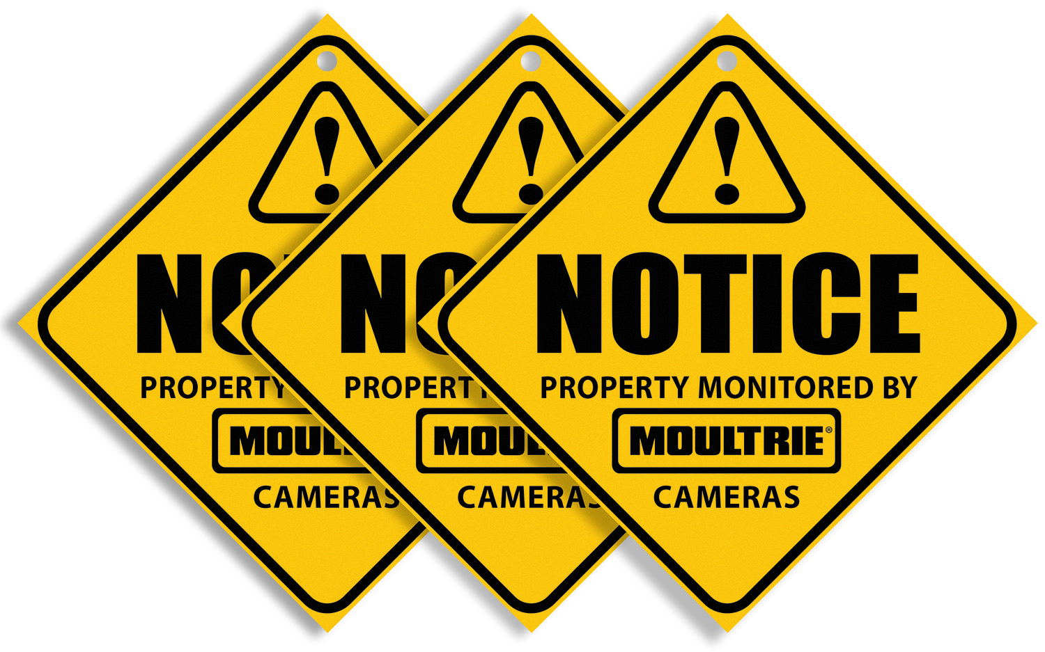 Moultrie MCA13133 Camera Surveillance Signs  Yellow 3 Per Pkg | 053695131337