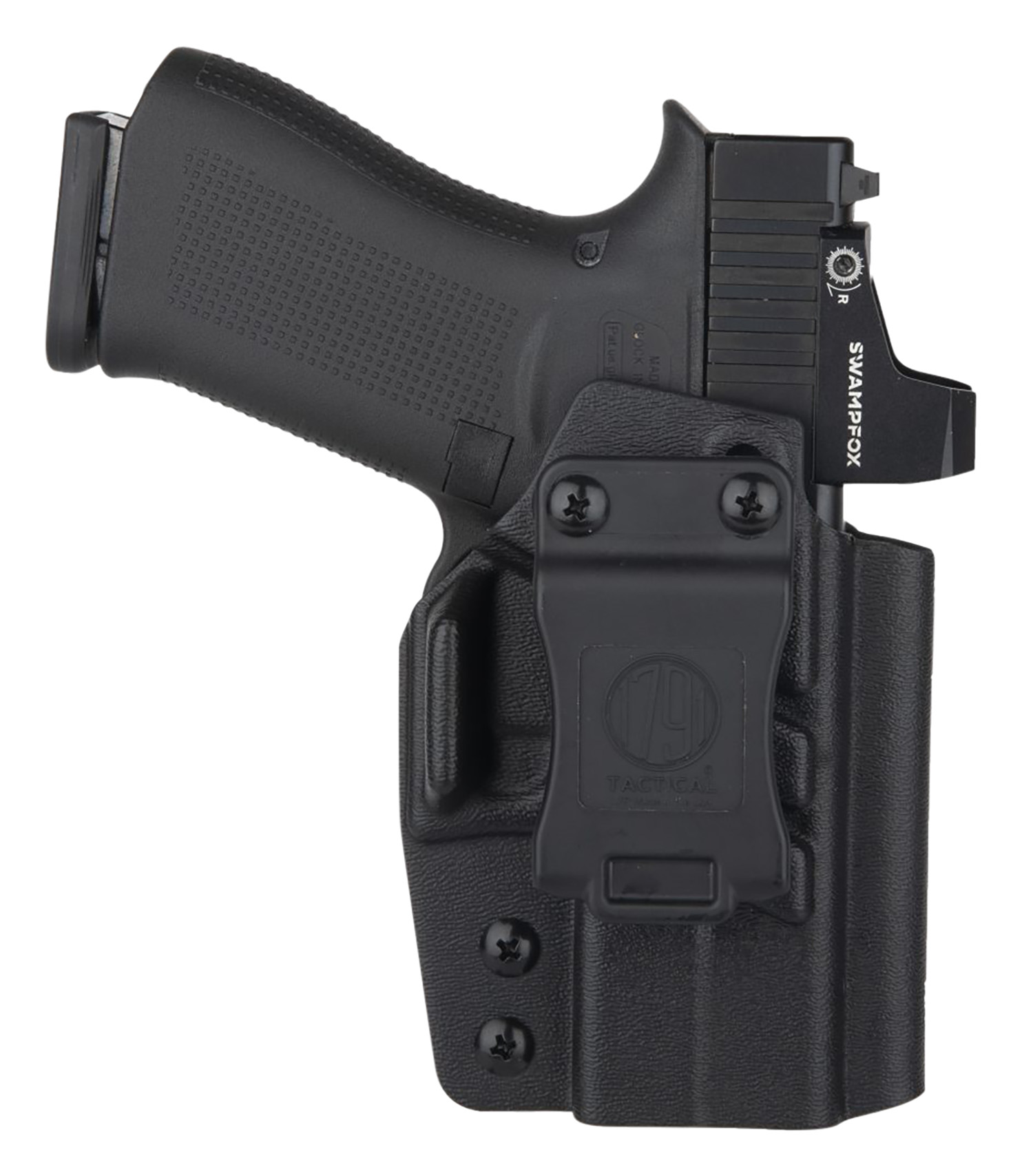 1791 Gunleather TACIWBG43XMOSBLKR Tactical Kydex  IWB Black Kydex Belt Clip Compatible w/Glock 43/43X/43X MOS/48 Right Hand