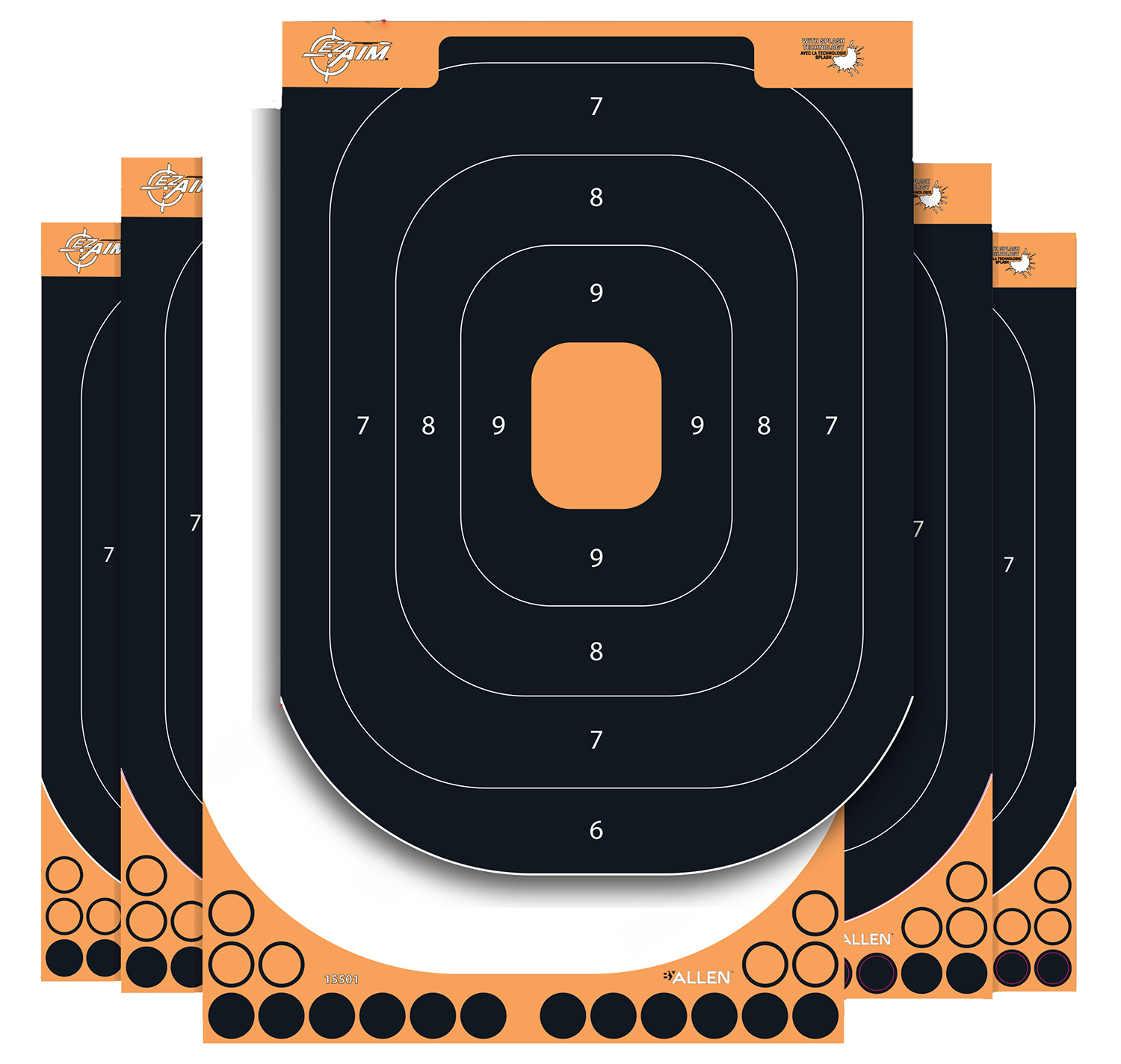 EZ-Aim 1550125 Splash Reactive  Self-Adhesive Paper Black/Orange 12.50 Inchx18.25 Inch Silhouette 25 Pack | 026509063124
