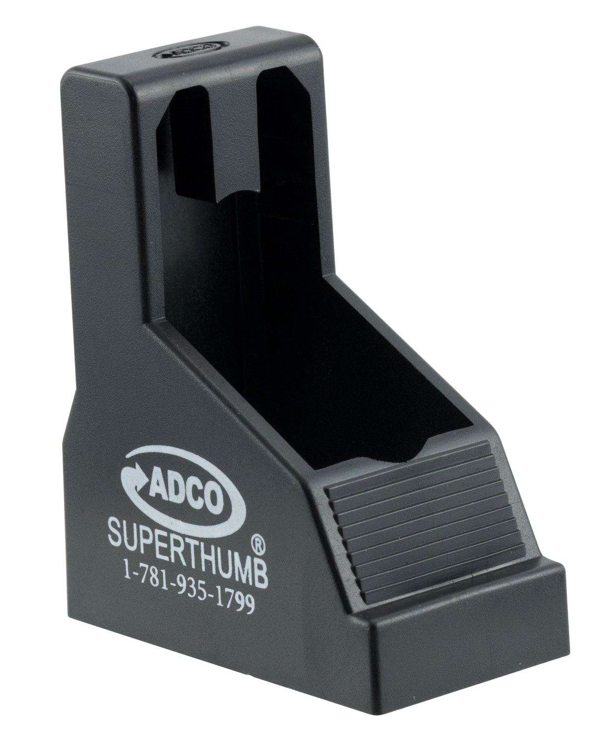 ADCO ST1 Super Thumb ST1 Mag Loader Double Stack Style, Black Polymer, For Use w/Multi-Caliber Pistols Including KelTec 9 & 40, Springfield XDS, XDM, XD40