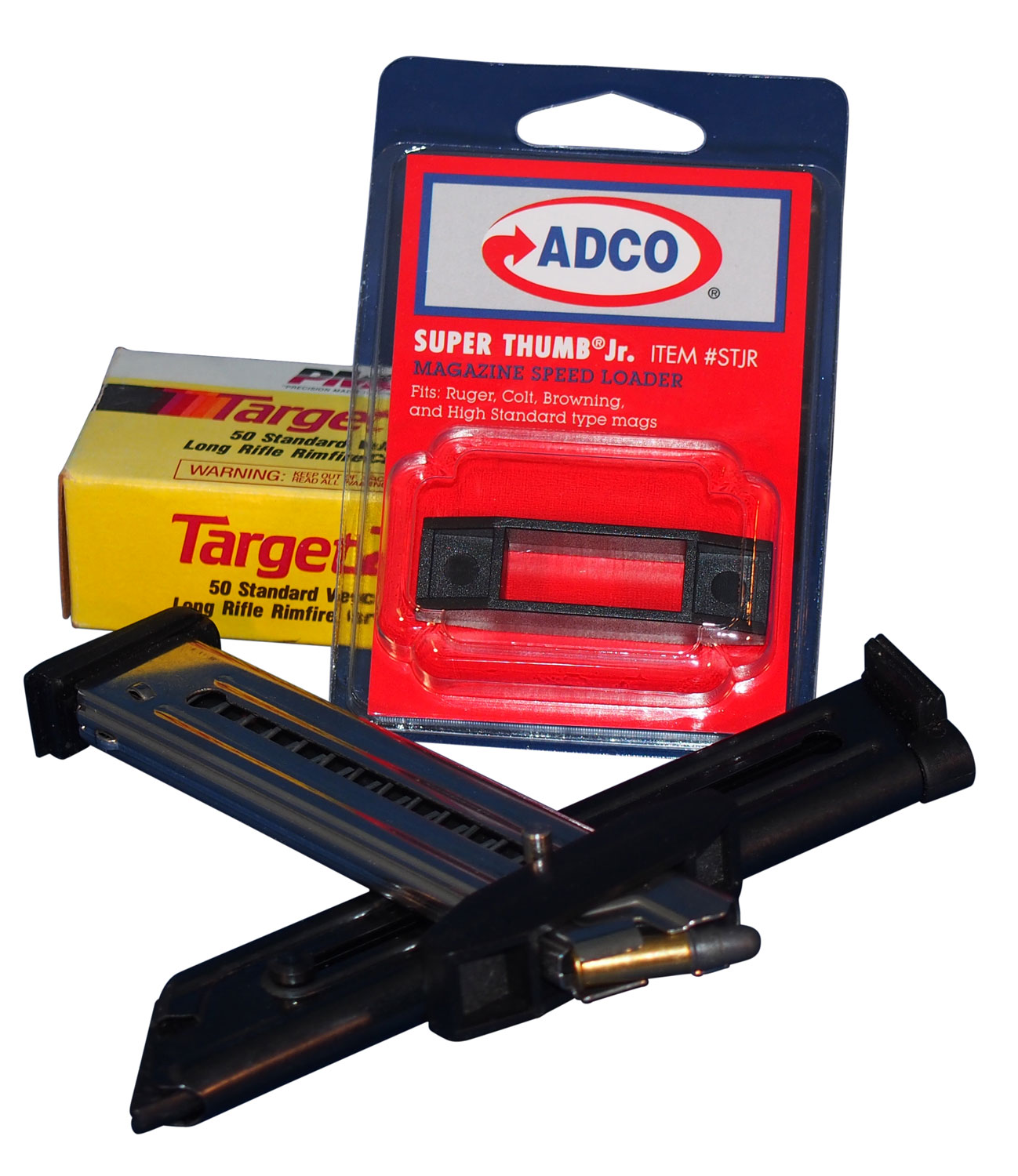 ADCO STJR Super Thumb JR Mag Loader Fits .22 Caliber Target Pistols From Ruger, Colt, Browning, High Standard, S&W 22A/S & Beretta U22 Neos