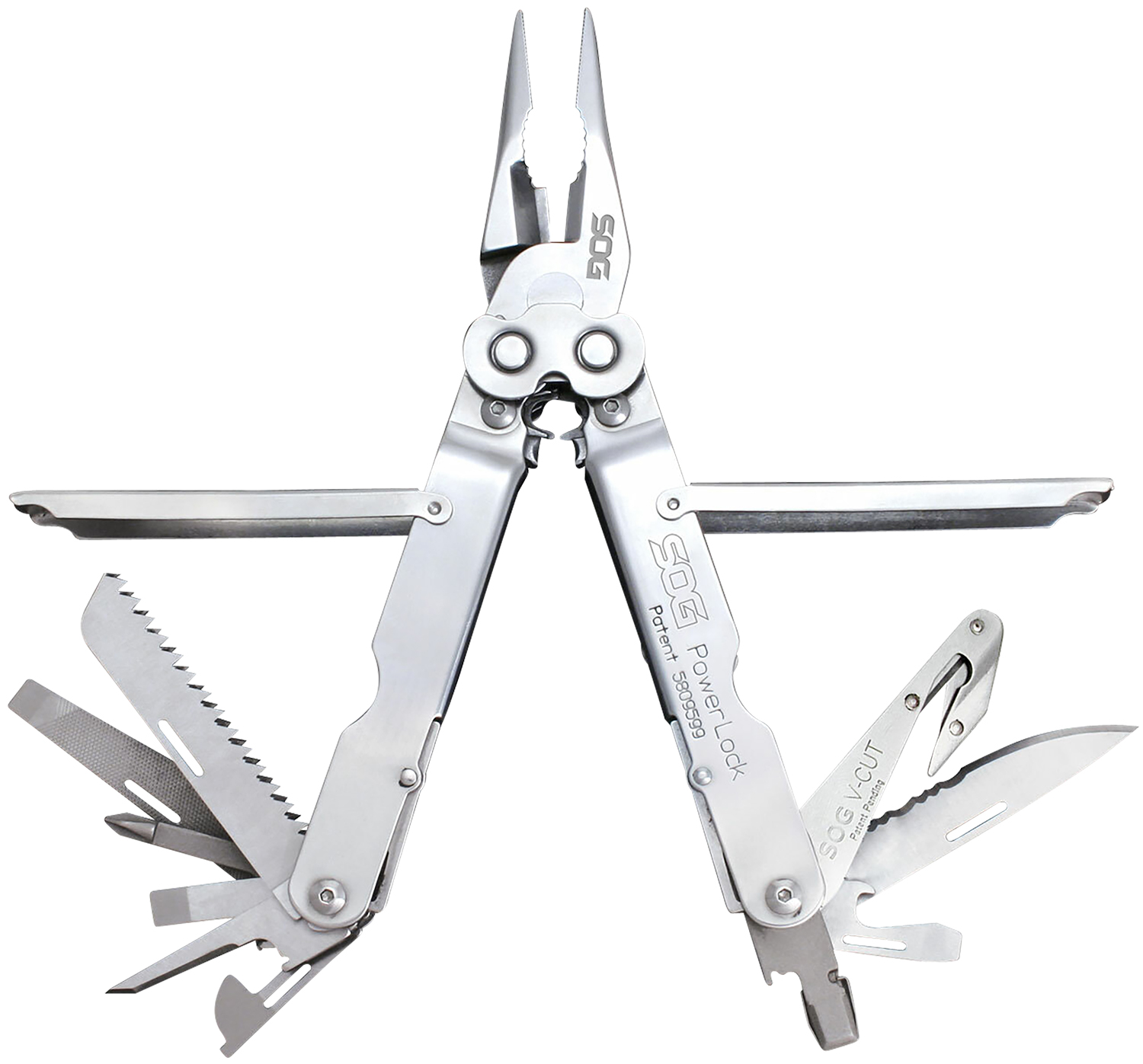 S.O.G SOGS62NCP PowerLock VCutter Polished 420 Stainless Steel 7 Inch Long Includes Sheath | 729857993968