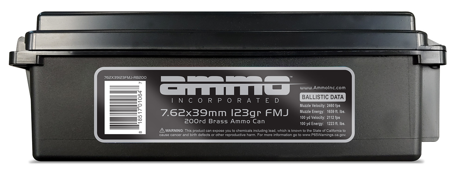Ammo Inc 762X39123FMJRB200 Signature  7.62x39mm 123 gr Full Metal Jacket (FMJ) 200 Per Box/6 Cs