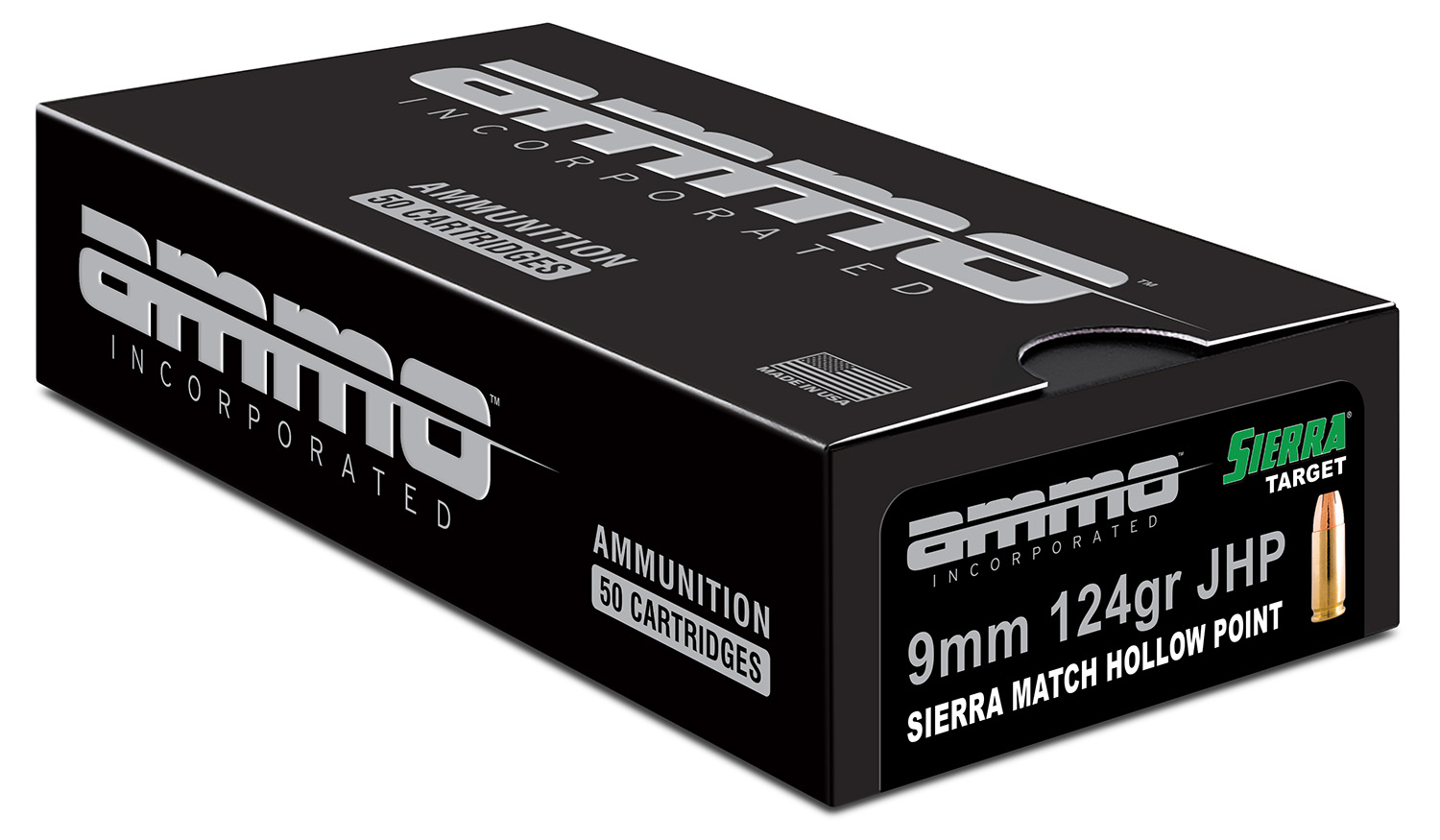 Ammo Inc 9124JHPSRR50 Signature  9mm Luger 124 gr Sierra Match Jacket Hollow Point (SMJHP) 50 Per Box/20 Cs