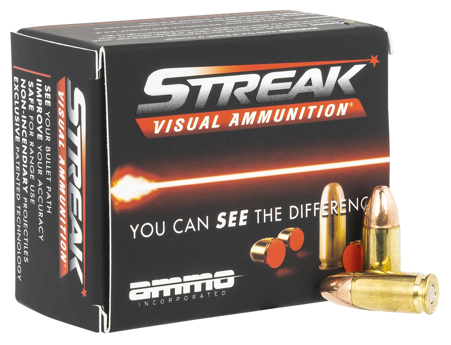 Ammo Inc 9115TMCSTRKRED Streak Visual  9mm Luger 115 gr Total Metal Case (TMC) 20 Box/10 Case