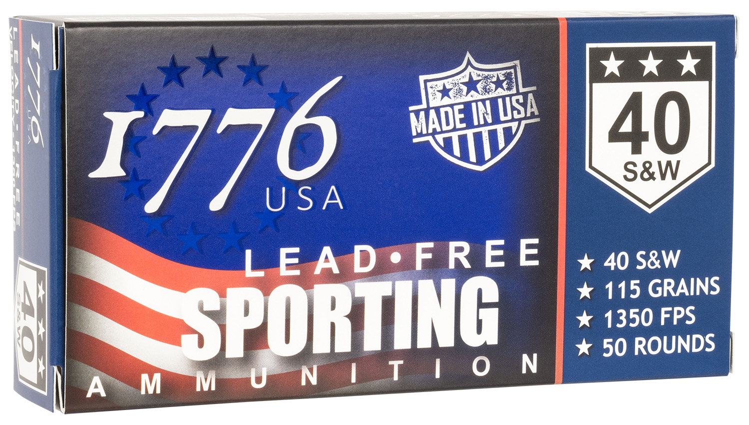 1776 USA 1776040115 Lead Free Sporting 40 S&W 115 gr Lead Free Ball 50 Per Box/20 Cs