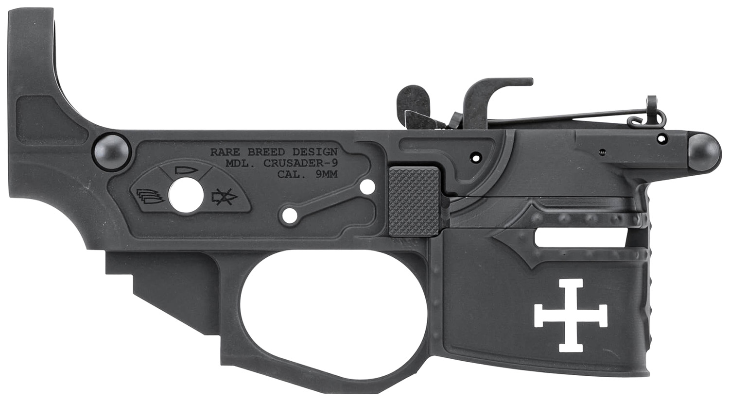 Spikes Tactical STLB960 Rare Breed Crusader  9mm Luger, Black Anodized Aluminum for AR-Platform
