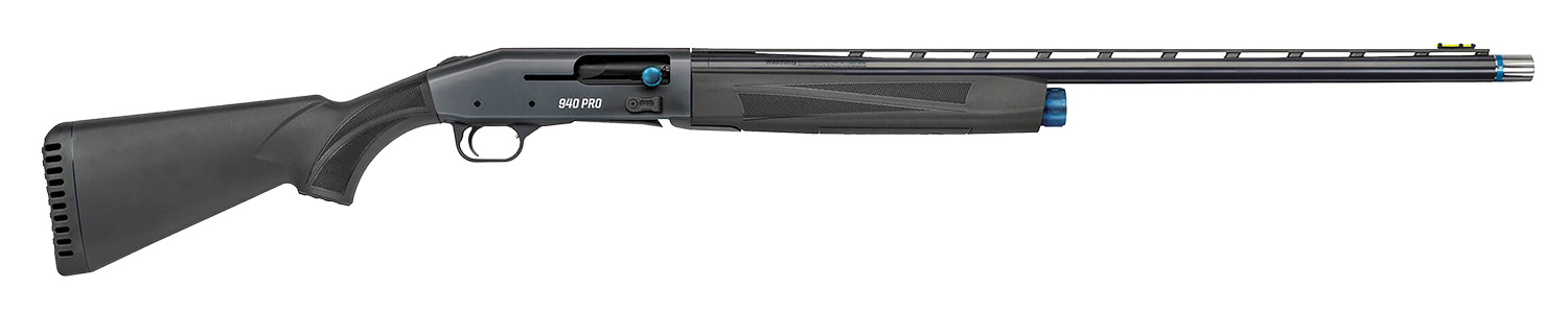 Mossberg 85159 940 Super Bantam Full Size 12 Gauge SemiAuto 3 Inch 41 26 Inch Matte Blued Vent Rib Barrel, Tungsten Gray w/Blue Accents Stainless Steel Receiver, Adjustable Black Synthetic Stock, Right Hand  | 12GA | 015813851596
